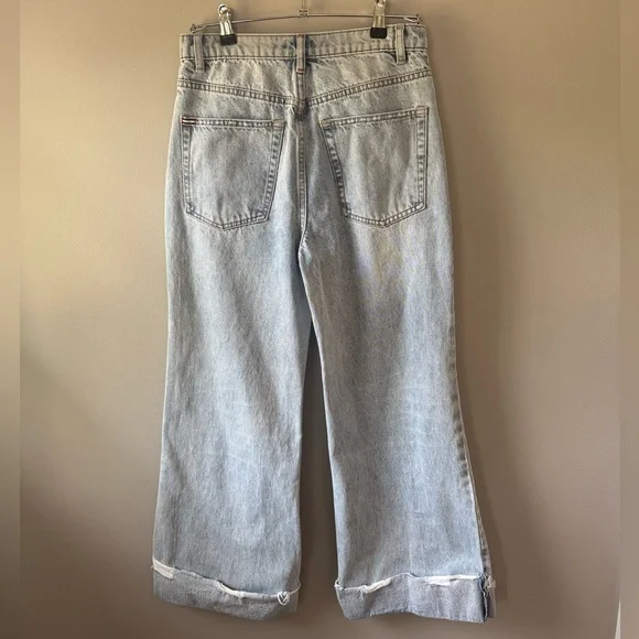Alice + Olivia Vintage Wash Distressed Wide Leg Jeans - Picture 2 of 3